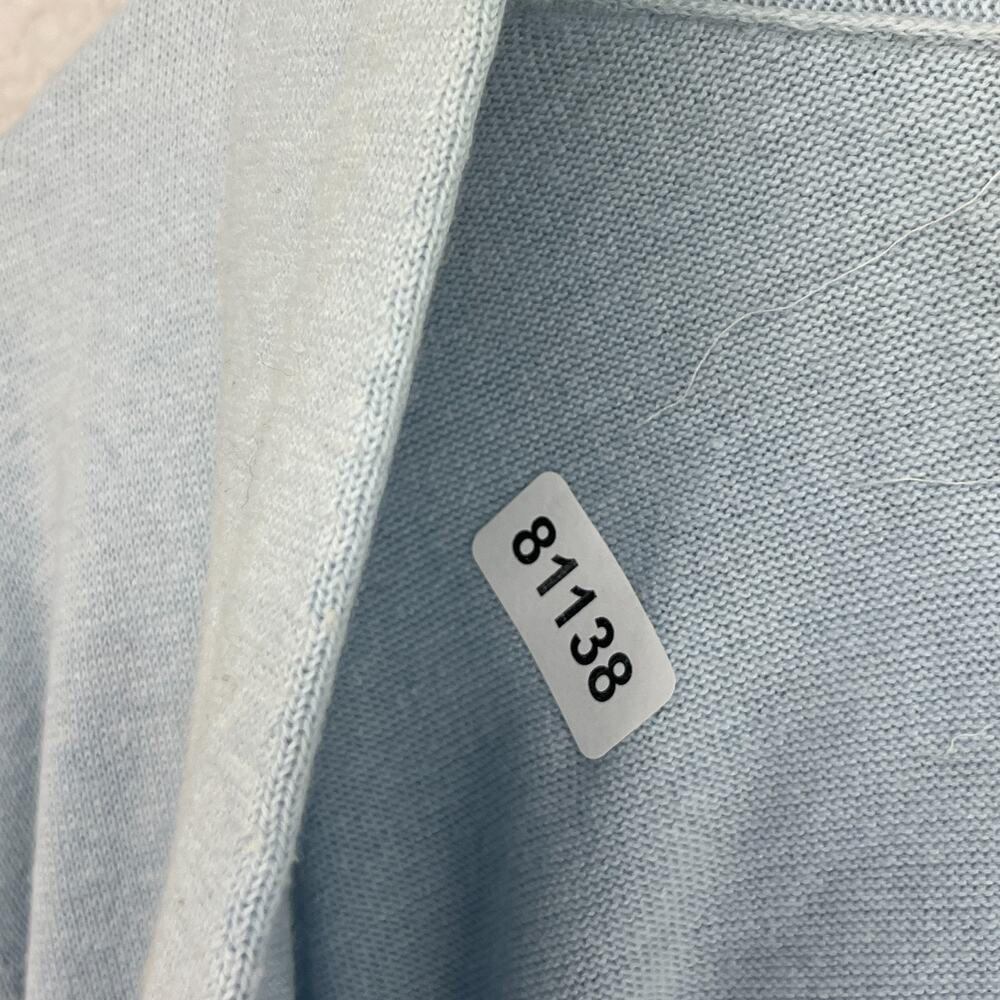 EILEEN FISHER Cardigan XL Cotton Cashmere Open Front Sweater Pockets Light Blue - Picture 13 of 13
